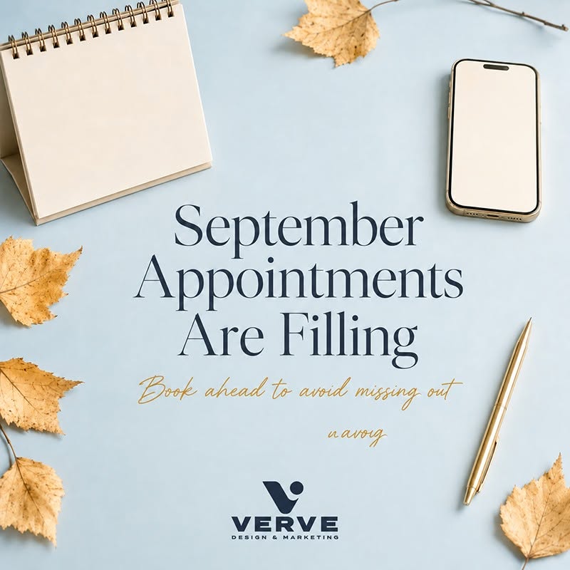 September appointments are filling — autumn-themed Verve social media graphic