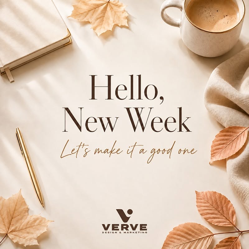 Hello, new week — autumn-themed Verve social media graphic