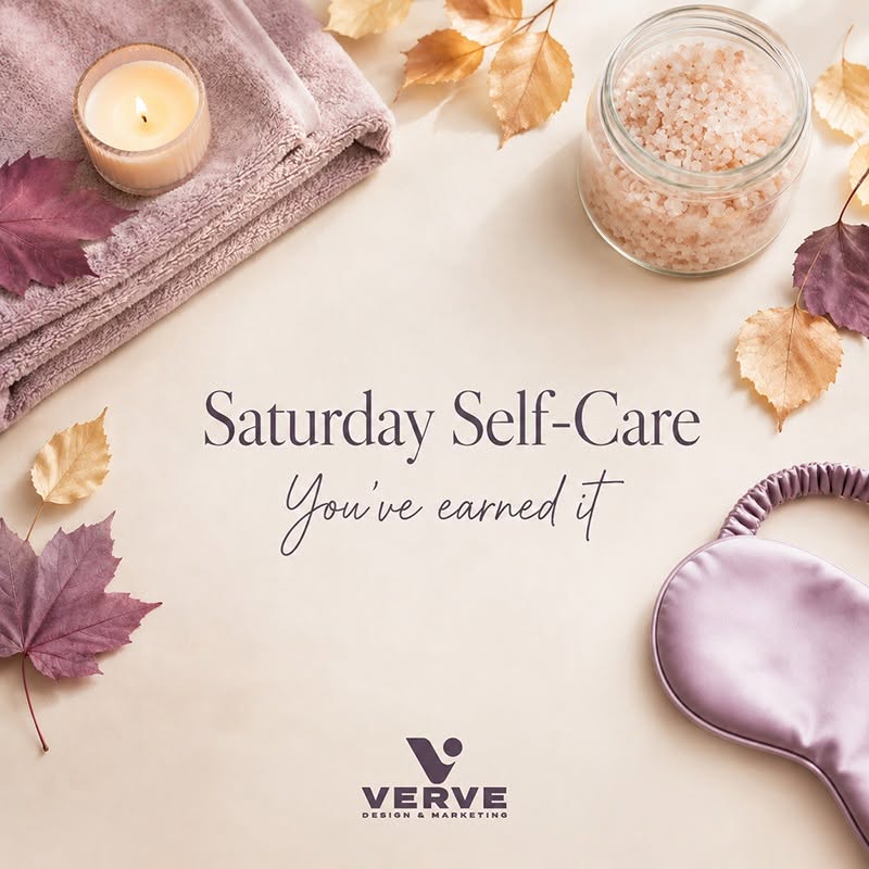Saturday self-care — autumn-themed Verve social media graphic