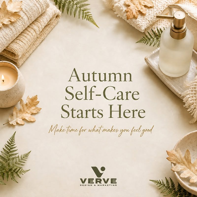 Autumn self-care starts here — autumn-themed Verve social media graphic