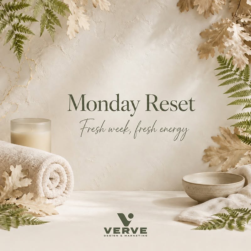 Monday reset — autumn-themed Verve social media graphic