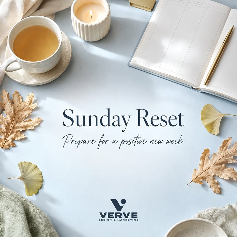 Sunday reset — autumn-themed Verve social media graphic
